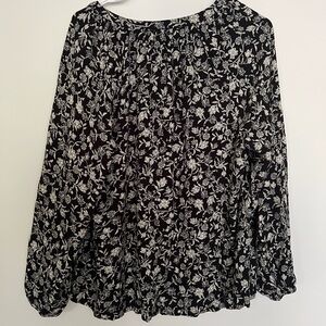 Old Navy Black and Cream Floral Top